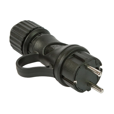 Ficha Schuko Preta 16A 250V IP44 para exterior - Compatível com Sistema Modulair - Preto