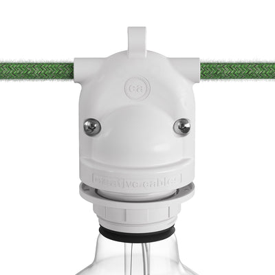 Eiva-2 - Casquilho para exterior com dupla saída IP65 encaixe E27 para sistema Modulair - Branco