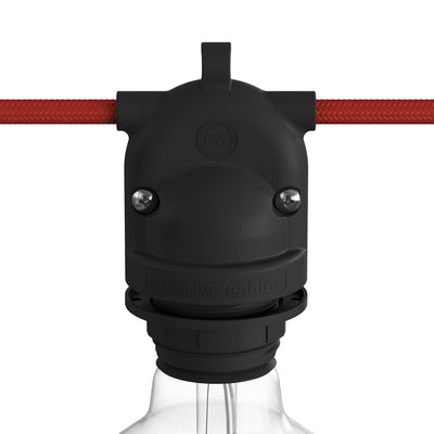 Eiva-2 - Casquilho para exterior com dupla saída IP65 encaixe E27 para sistema Modulair - Preto